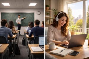 découvrez les avantages d'une formation en ligne par rapport au présentiel, incluant la flexibilité, l'accessibilité, et un apprentissage à votre rythme.