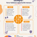 Illustration d'une analyse SWOT avec forces, faiblesses, opportunités et menaces.