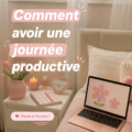 Femme planifiant sa journée avec un planning organisé sur un bureau