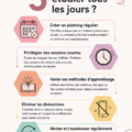 Femme en train d'étudier avec des livres et un ordinateur sur une table