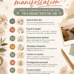 Un vision board coloré sur un mur inspirant avec des images et des mots-clés motivants.