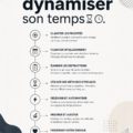 Femme organisant son temps avec un planning et un ordinateur sur son bureau