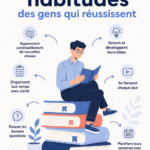 Illustration représentant des habitudes de vie positive pour réussir dans sa vie professionnelle et personnelle.
