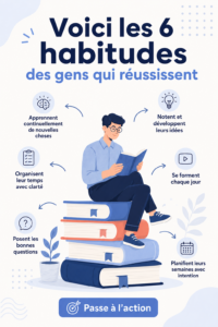 Illustration représentant des habitudes de vie positive pour réussir dans sa vie professionnelle et personnelle.