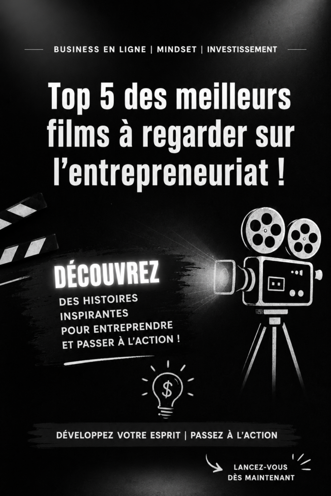 Une sélection de films inspirants sur l'entrepreneuriat avec des affiches de film.