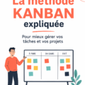 Tableau Kanban bien organisé avec des cartes colorées et des tâches illustrées.