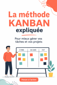 Tableau Kanban bien organisé avec des cartes colorées et des tâches illustrées.