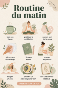 Femme heureuse profitant d'une routine matinale saine