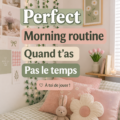 Femme sereine préparant son café le matin dans une cuisine lumineuse, symbole d'une routine matinale efficace.