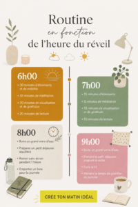 Femme méditant dans un coin paisible au matin, illustrant une routine matinale apaisante.