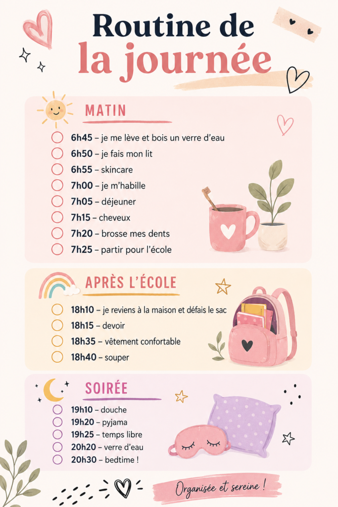 Femme organisée suivant une routine quotidienne pour améliorer son quotidien