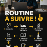 Femme heureuse créant sa routine quotidienne à la maison.