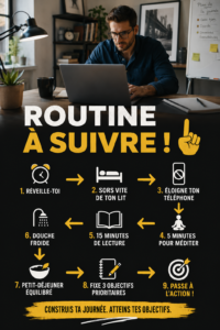 Femme heureuse créant sa routine quotidienne à la maison.