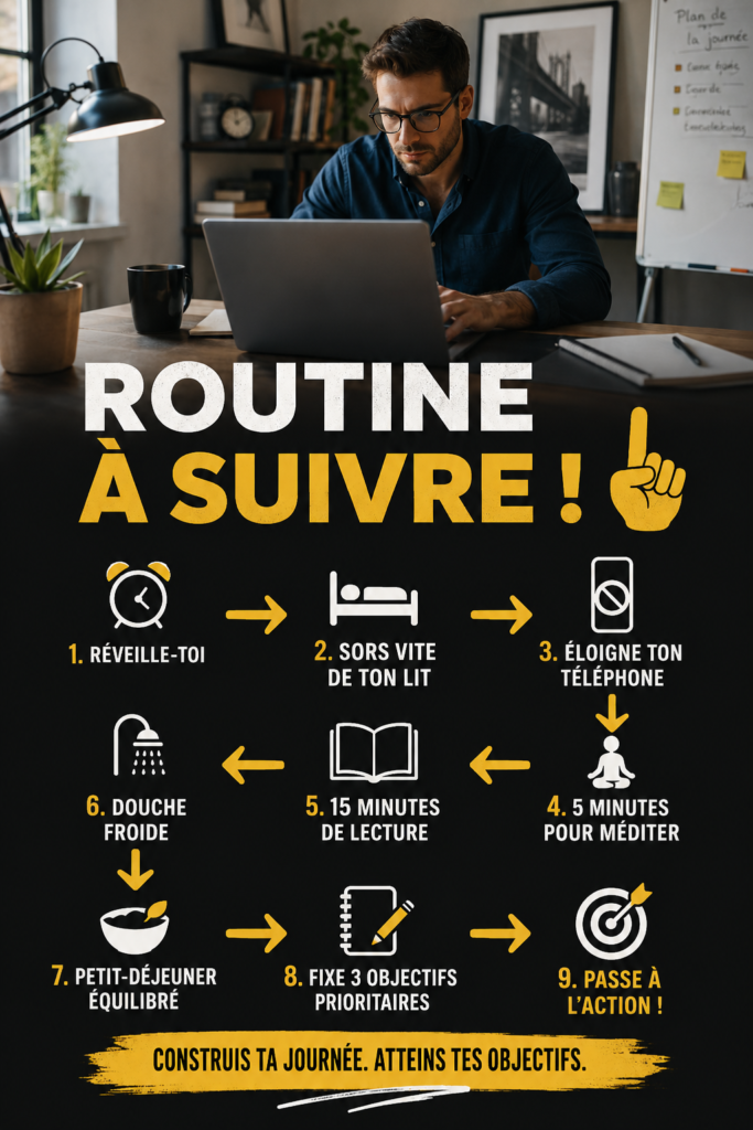 Femme heureuse créant sa routine quotidienne à la maison.