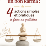 Illustration d'une femme pratiquant des gestes positifs pour améliorer son karma