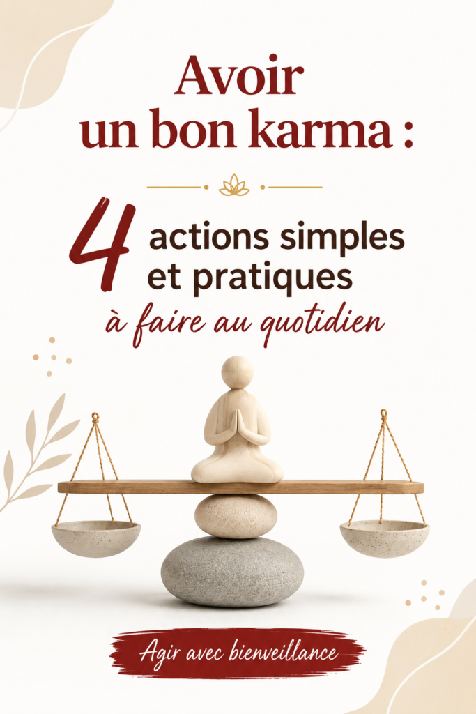 Illustration d'une femme pratiquant des gestes positifs pour améliorer son karma
