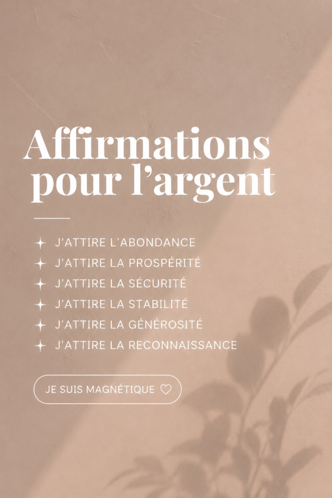 Femme méditant avec des affirmations pour l'argent