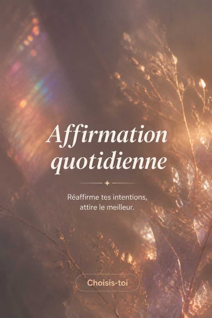 Une femme méditant et répétant des affirmations positives dans un environnement serein.