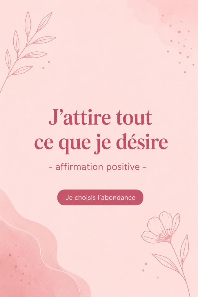 Une femme méditant paisiblement avec des affirmations positives autour d'elle.