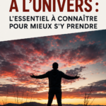 Illustration d'une femme méditant, demandant à l'univers avec intention.
