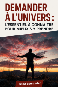 Illustration d'une femme méditant, demandant à l'univers avec intention.
