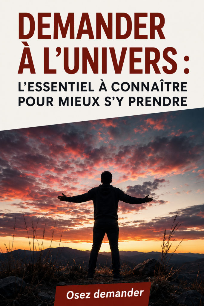 Illustration d'une femme méditant, demandant à l'univers avec intention.