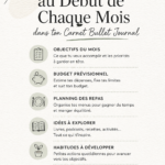 Un bullet journal ouvert avec des listes colorées et des stylos