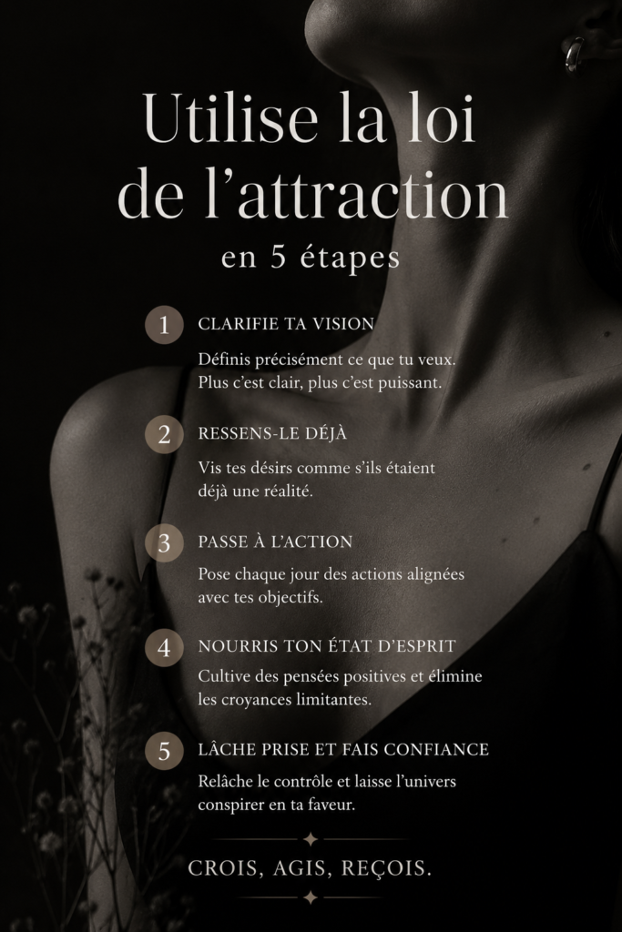 Illustration d'une femme méditant, symbolisant la loi de l'attraction