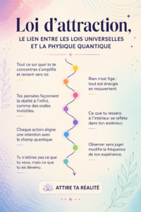 Illustration représentant le lien entre la loi d'attraction et la physique quantique.