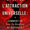 Illustration représentant la loi de l'attraction avec des éléments symboliques de pensée positive.