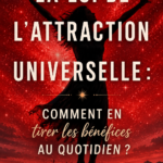 Illustration représentant la loi de l'attraction avec des éléments symboliques de pensée positive.