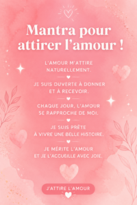 Femme méditant avec des bougies et des cristaux pour attirer l'amour avec un mantra.