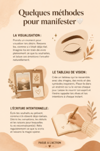 Femme méditant avec intention pour manifester ses désirs