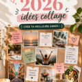 Un vision board inspirant pour 2026 avec des images colorées et motivantes