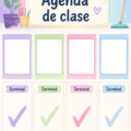 Agenda pratique ouvert sur une table avec des notes et stylos.