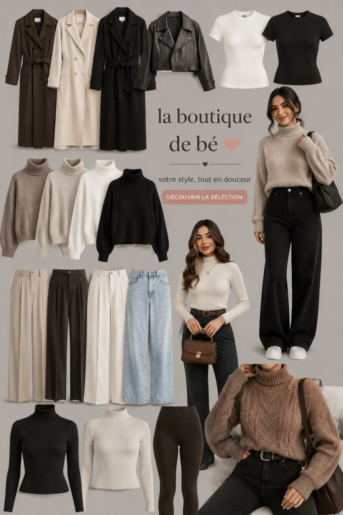 Une femme souriante portant des vêtements tendance de notre boutique en ligne