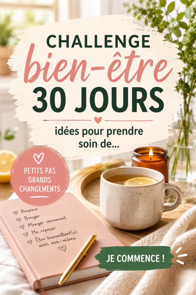 Femme souriante pratiquant une activité de bien-être en extérieur pour un défi de 30 jours