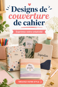 Designs de couvertures de cahier créatifs et inspirants avec des motifs variés.