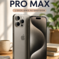 Vue de l'iPhone 15 Pro Max avec son design élégant en titane