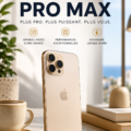 Vue de l'iPhone 16 Pro Max avec son écran au design moderne et élégant.