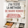 Intérieur bien rangé selon la méthode Marie Kondo, mettant en avant le désencombrement et l'harmonie.