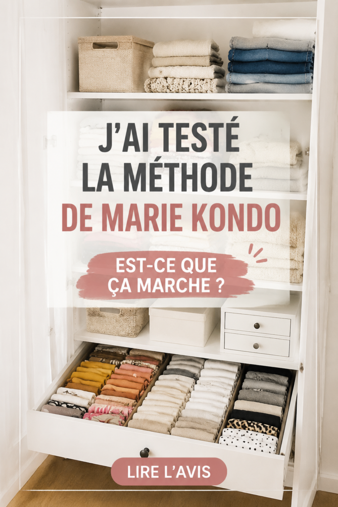 Intérieur bien rangé selon la méthode Marie Kondo, mettant en avant le désencombrement et l'harmonie.