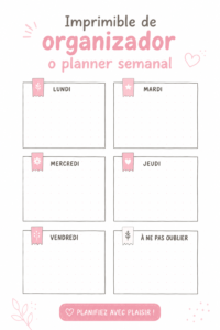 Planner hebdomadaire imprimable avec des sections personnalisables.