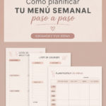 Femme préparant un menu hebdomadaire avec des ingrédients frais et colorés.