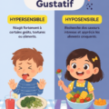 Image montrant divers aliments aux saveurs variées, illustrant le système sensoriel gustatif.