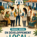 Image représentant des professionnels du travail social utilisant des outils d'IA pour le développement local.