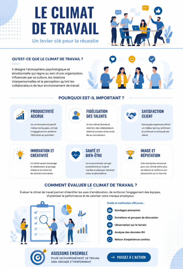Femme travaillant dans un bureau lumineux, illustrant un climat de travail positif.