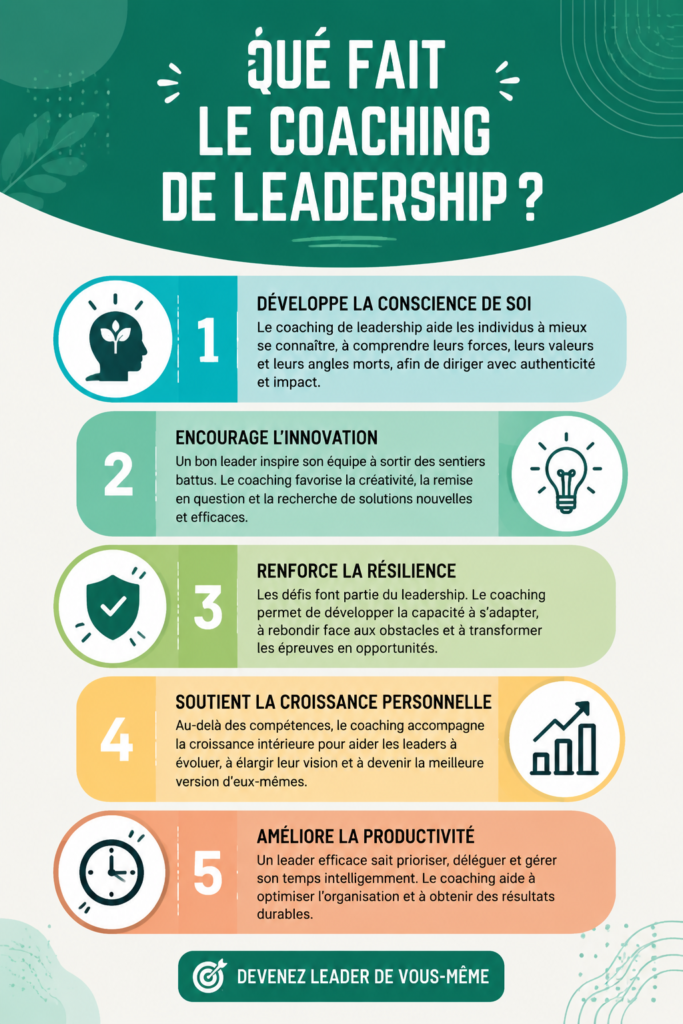 Femme en discussion avec un coach de leadership, dans un cadre professionnel chaleureux.