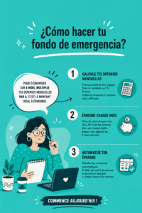 Femme réfléchissant à la création de son fonds d'urgence avec un carnet et un stylo.