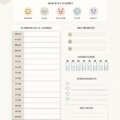 Un planificateur quotidien personnalisé créé sur Canva, avec des notes et des tâches.